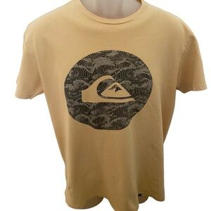 QUIKSILVER Yellow Logo Tee Shirt Men M Medium Regular Fit